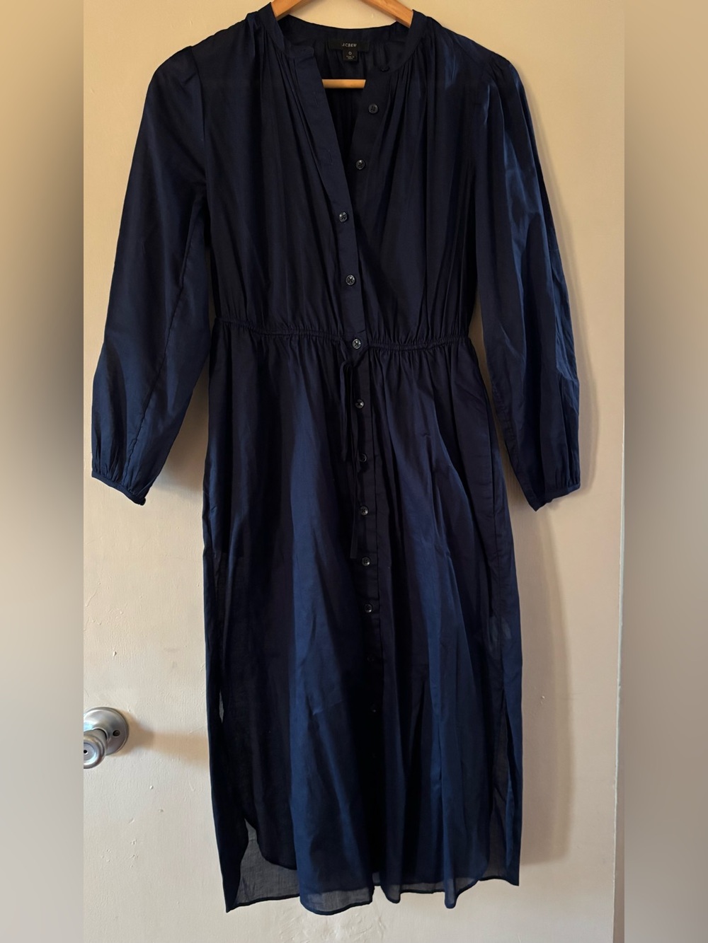 J. Crew Navy Button-Front Maxi Dress